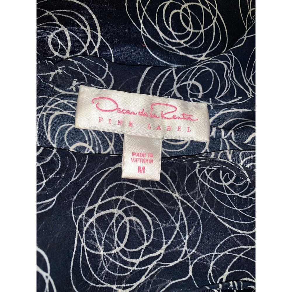 Oscar de la Renta Nightie Pink Label Navy Swirl Print Mini Chemise Medium - Picture 10 of 10